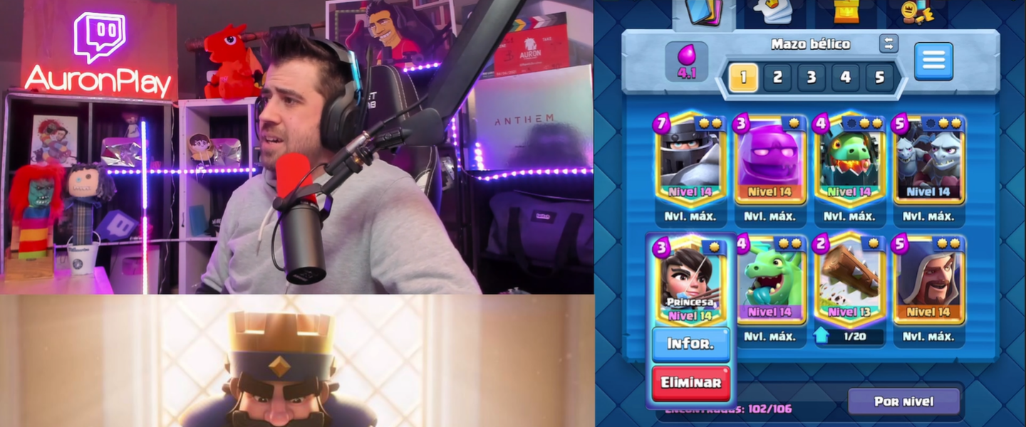 AuronPlay jugando a Clash Royale