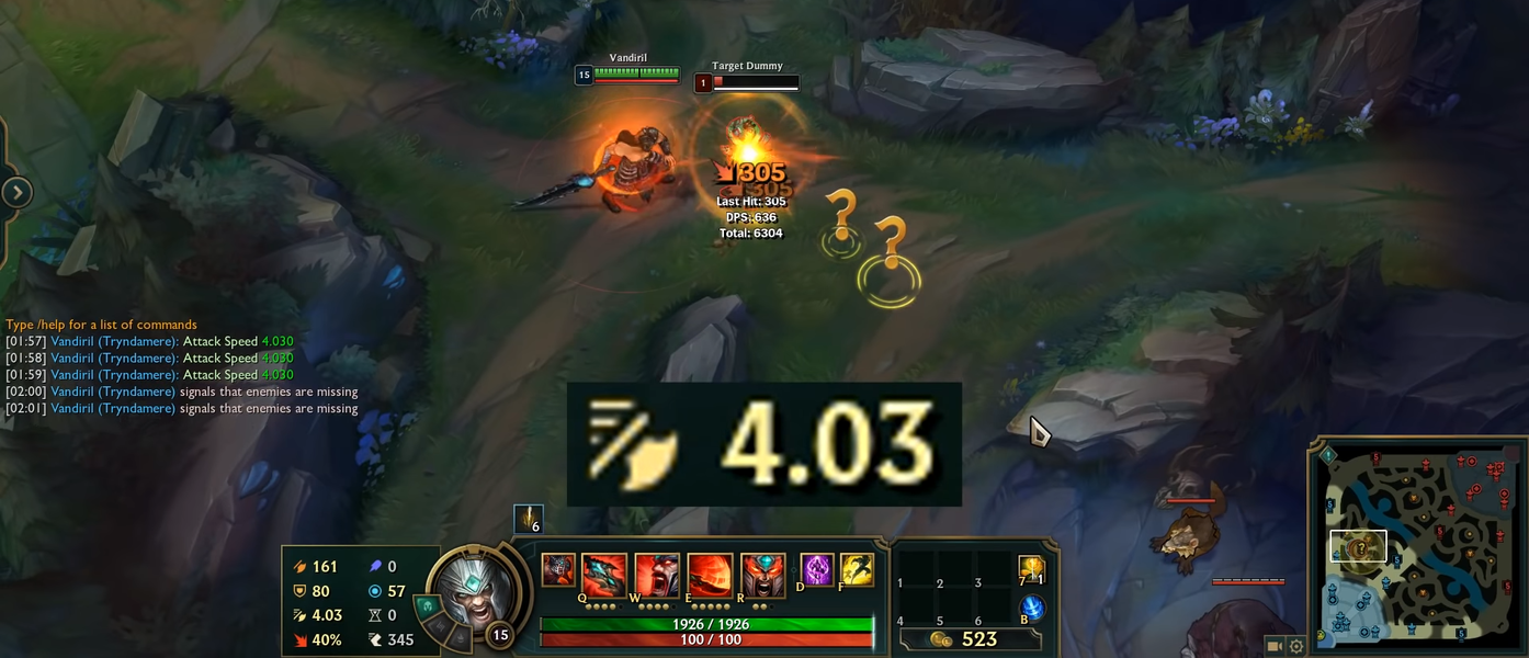 Tryndamere alcanzando los 4 de velocidad de ataque