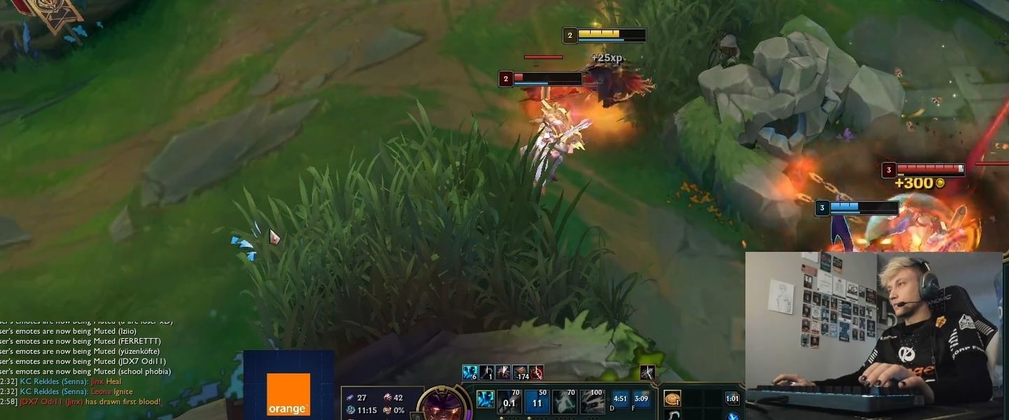 Una partida de Rekkles en la que se ve el chat muteado