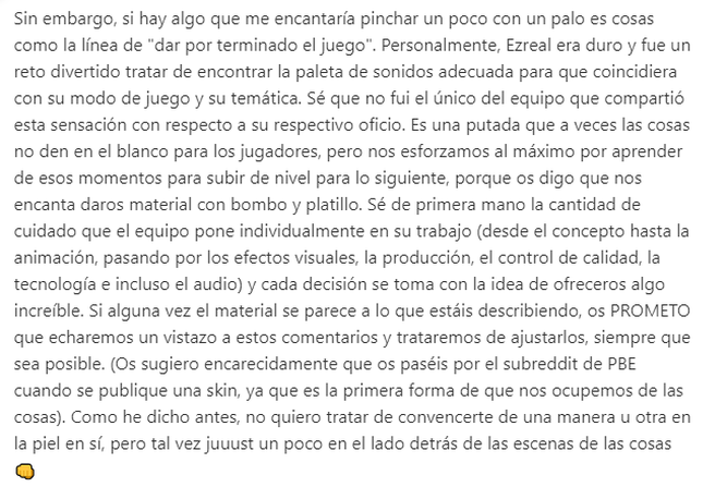 Las declaraciones de Riot Stratos en Reddit