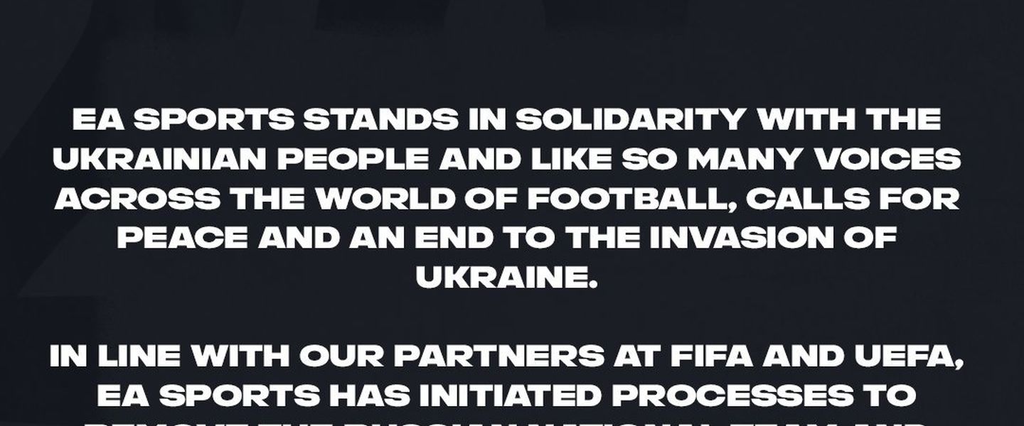 Comunicado de EA Sports anunciando la eliminación de Rusia