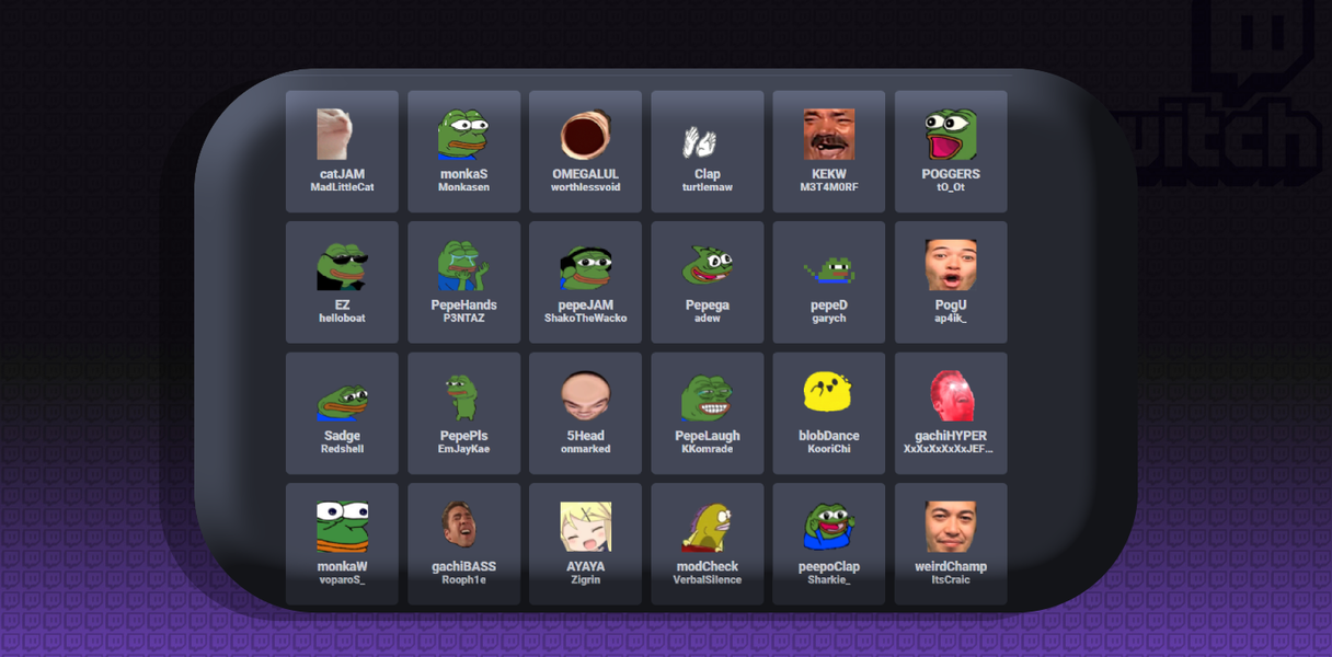 Algunos emoticonos de BetterTTV