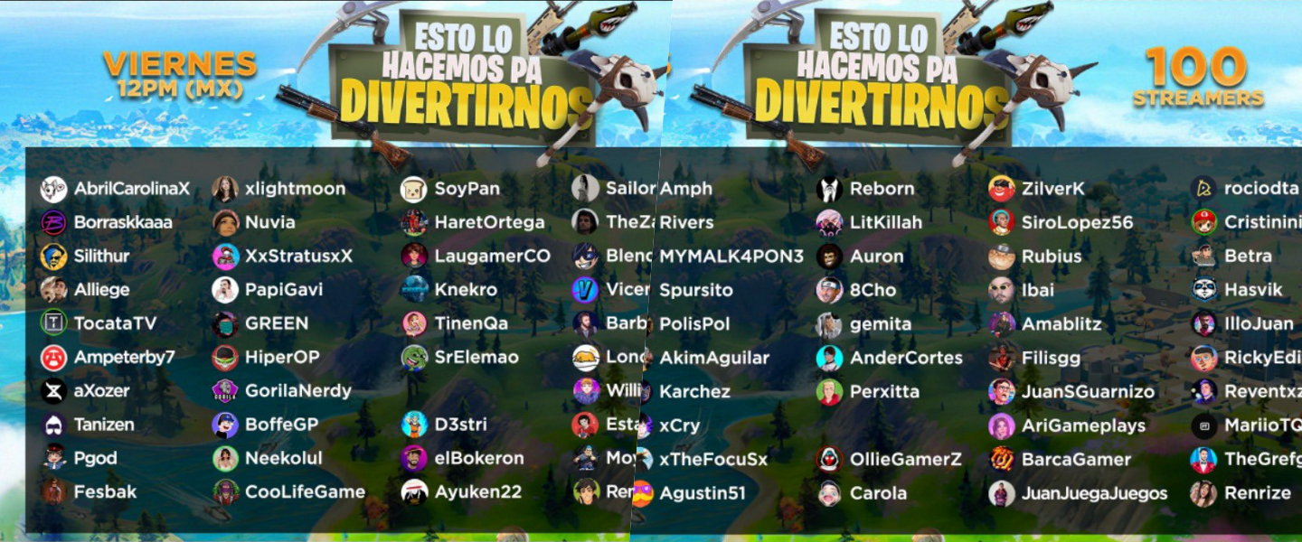 Algunos de los streamers participantes
