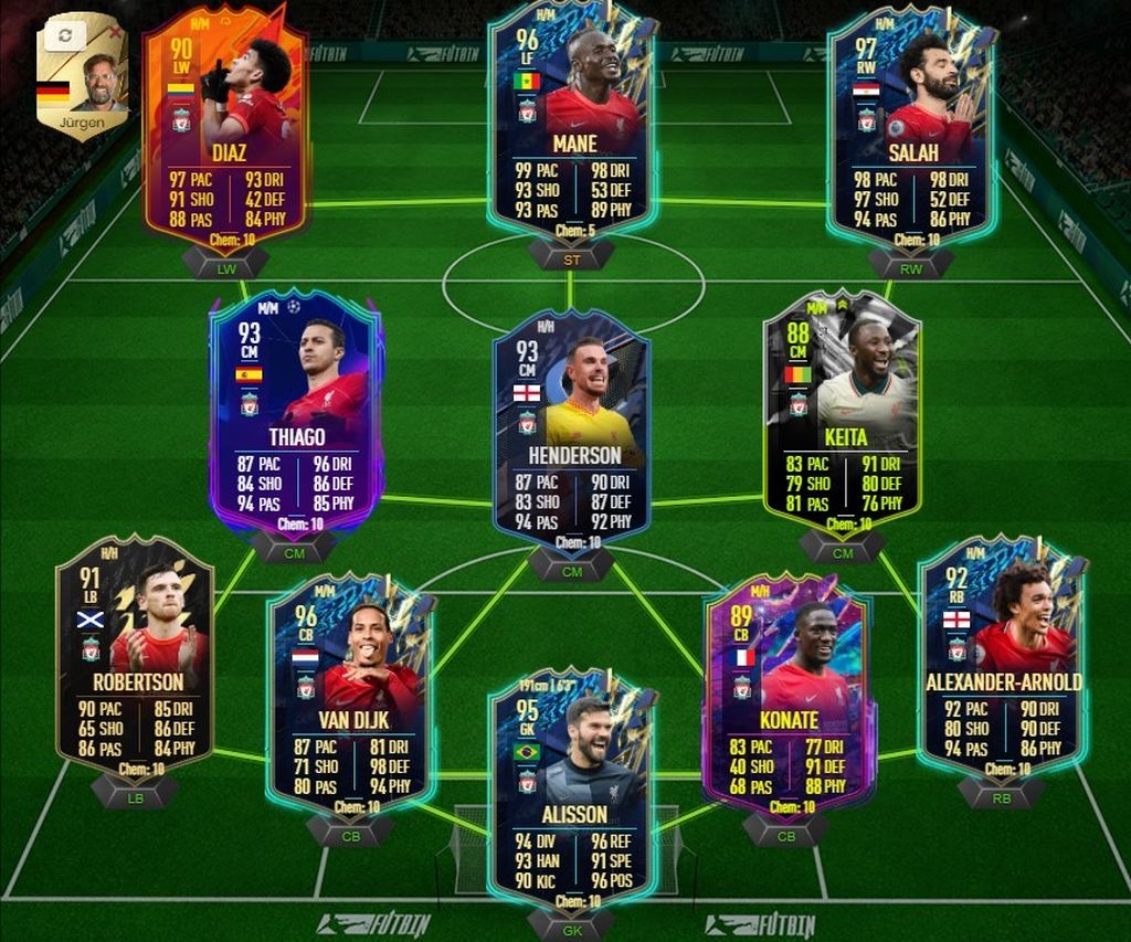 Posible once del Liverpool con sus mejores cartas en FIFA 22