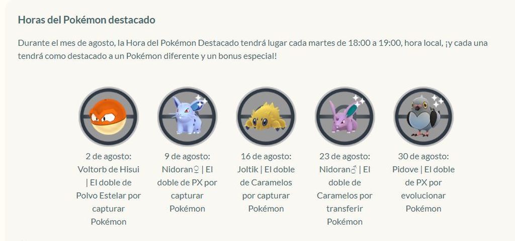 Hora del Pokémon destacado - Cada martes a las 19:00