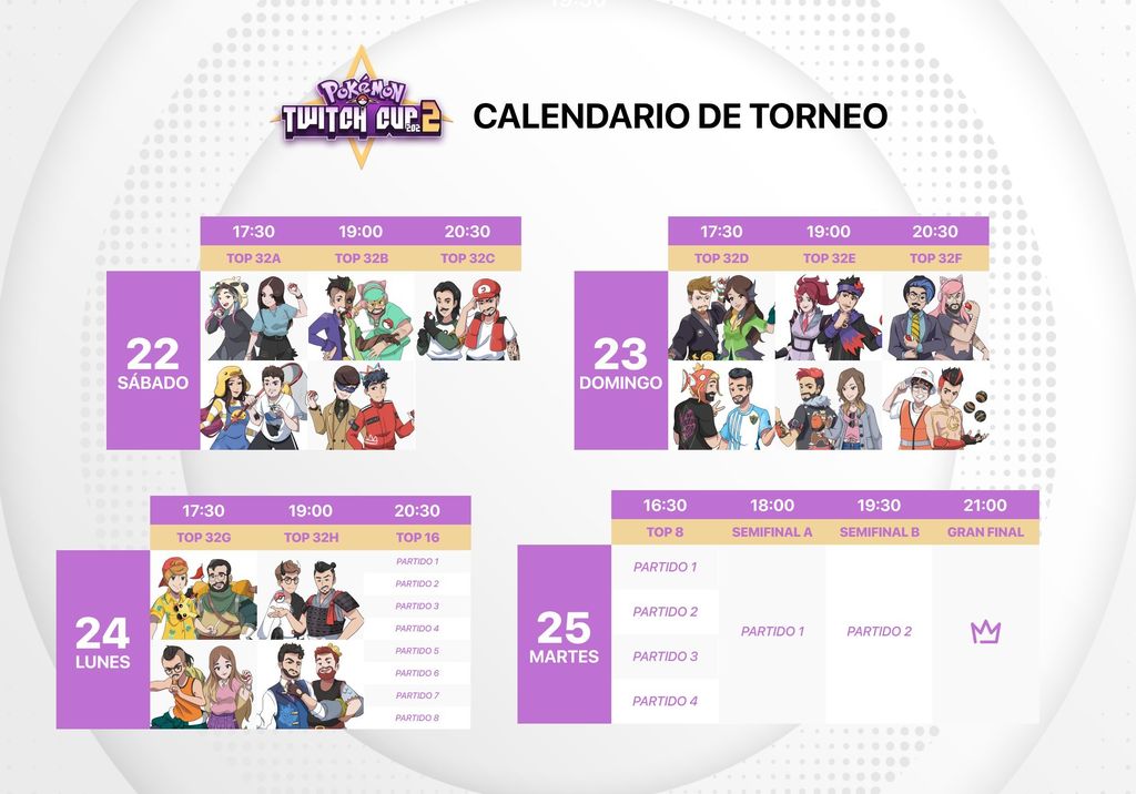 Calendario completo con horas oficiales