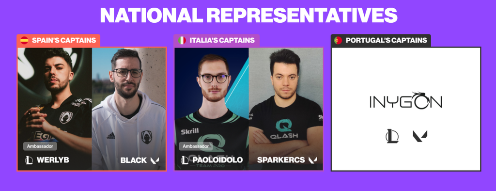 Representantes de cada país en Twitch