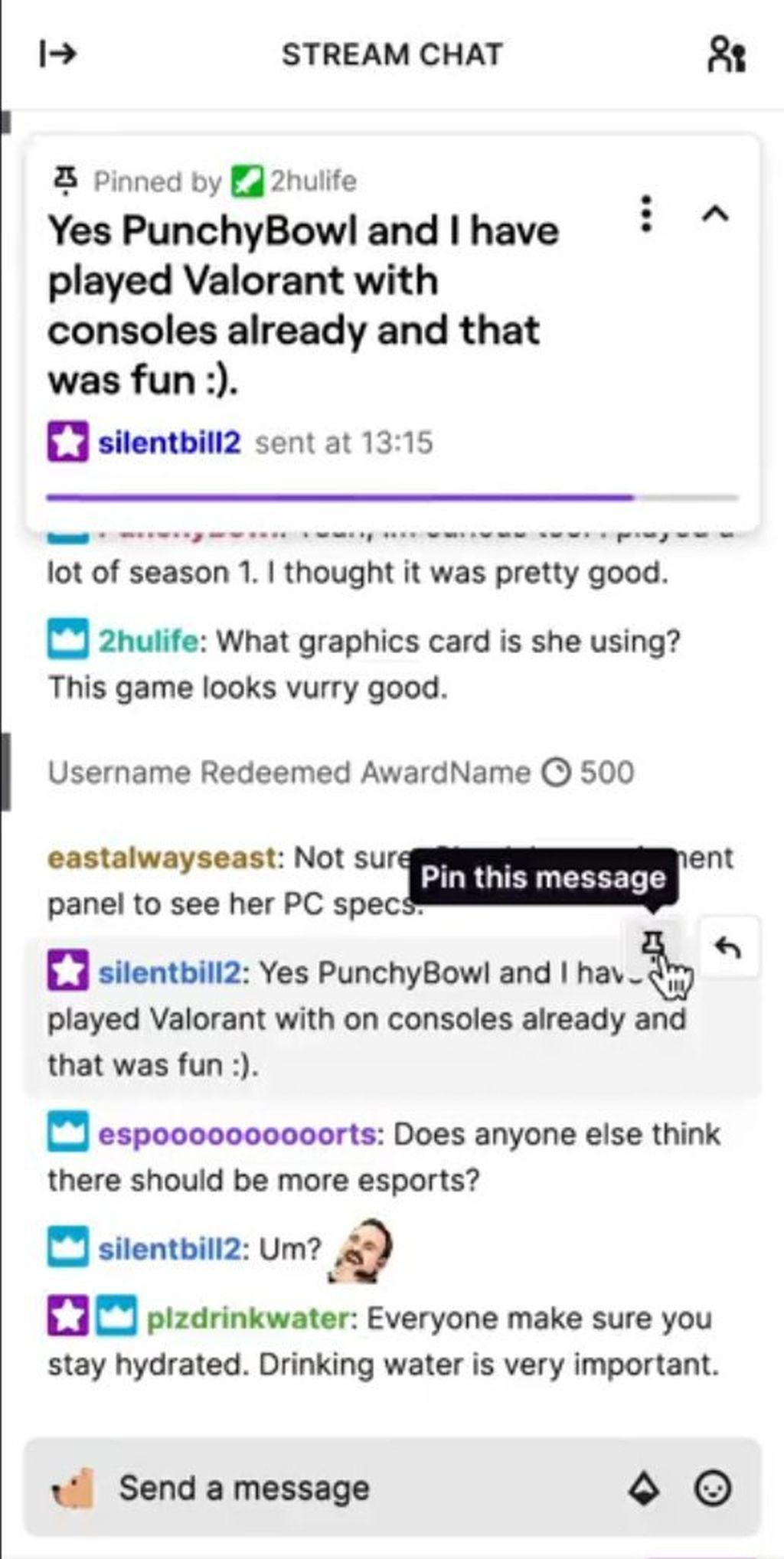 Fijar mensajes en el chat