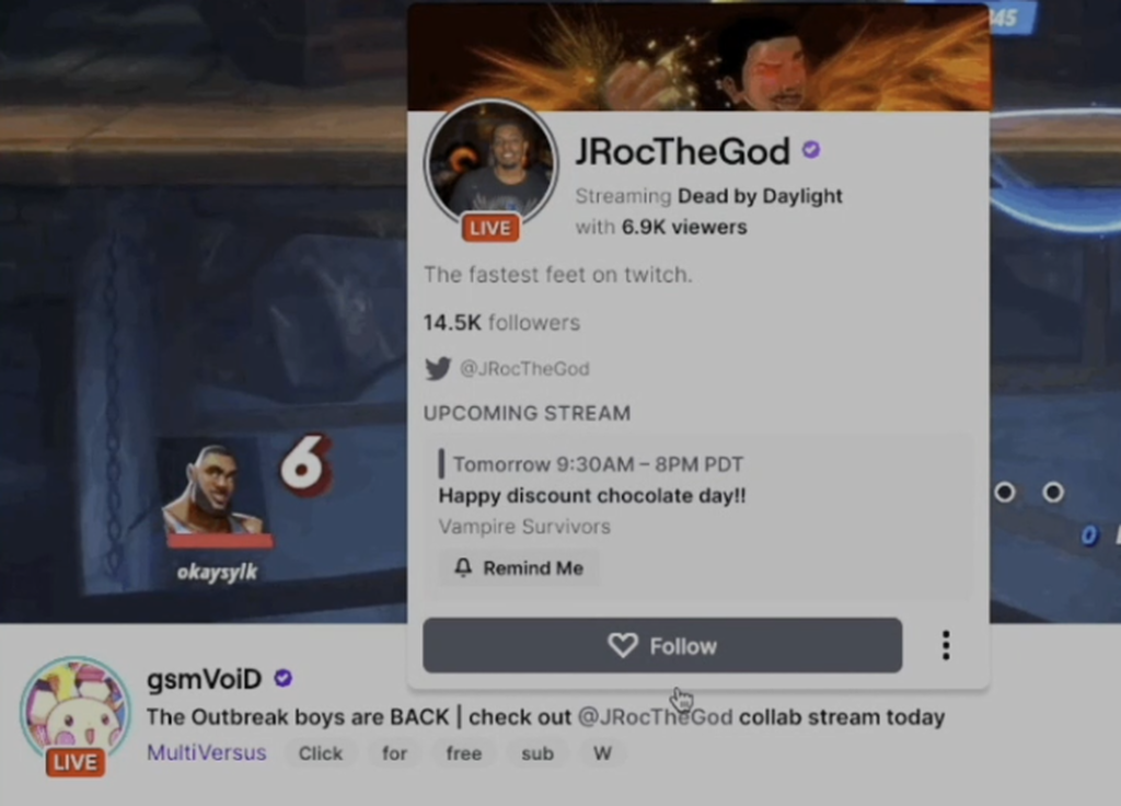 Etiquetar a otros streamers en el título