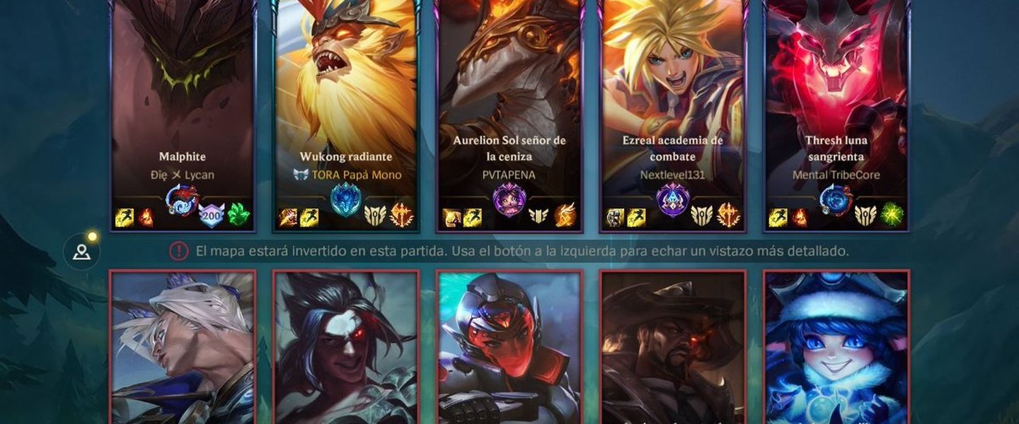 Una pantalla de carga actual en el LoL
