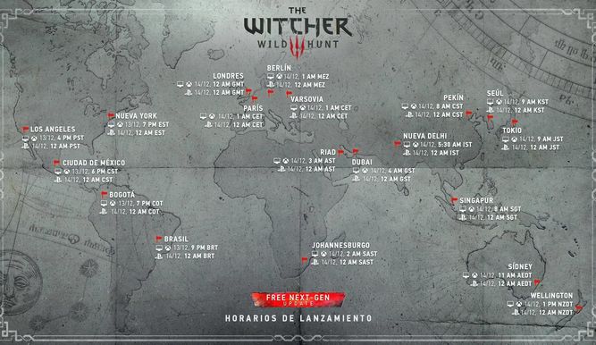 Horarios de la actualización de The Witcher 3