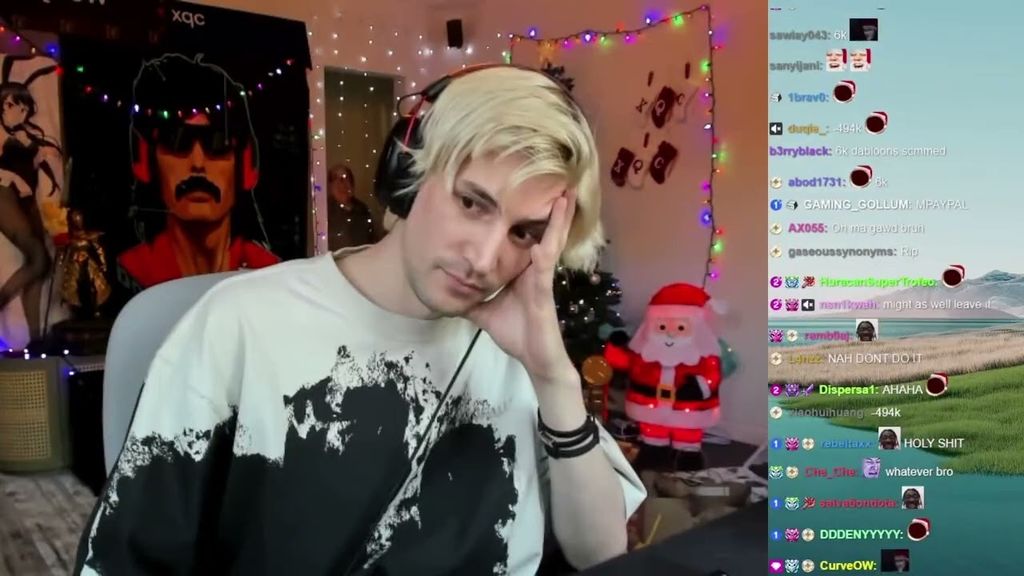 6. xQc - Media de 67.100 espectadores y pico máximo de 126.200