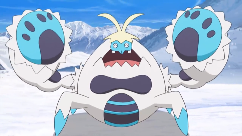 Crabominable - Evoluciona de Crabrawler con 50 caramelos Crabrawler cerca de un Módulo Cebo Glacial.