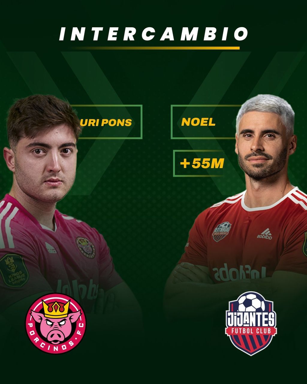 Uri Pons jugará en Jijantes FC y Noel en Porcinos FC | El intercambio se tasa en 55M adicionales