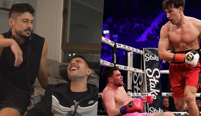A la izquierda, Shelao y Coscu. A la derecha, ViruZz en la Misfits Boxing