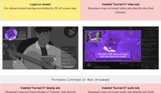 Anuncios no permitidos en las nuevas reglas de Twitch
