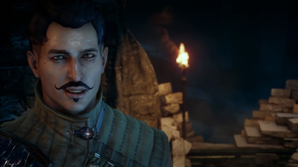 El bigotito de Dorian Pavus tenía más peligro que la mayoría de monstruos del Dragon Age. Grrrr...