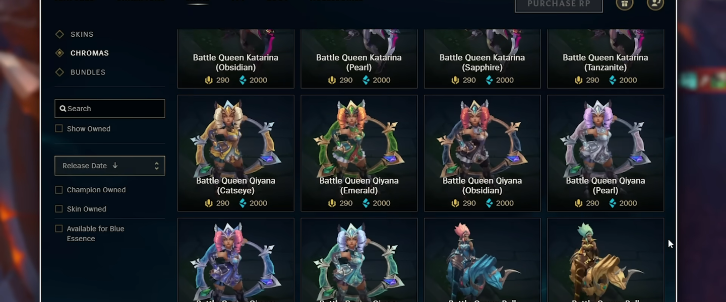 Chromas disponibles con esencias azules