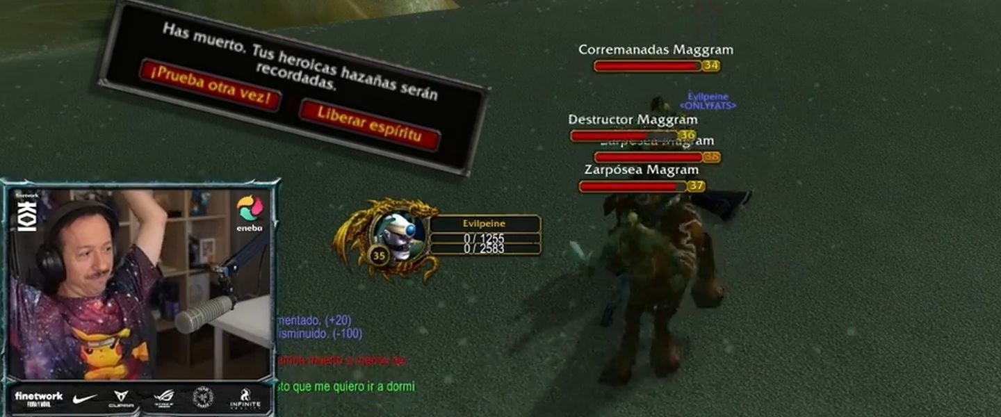 KNekro observa como su mago, Evilpeine, fallece en Desolace