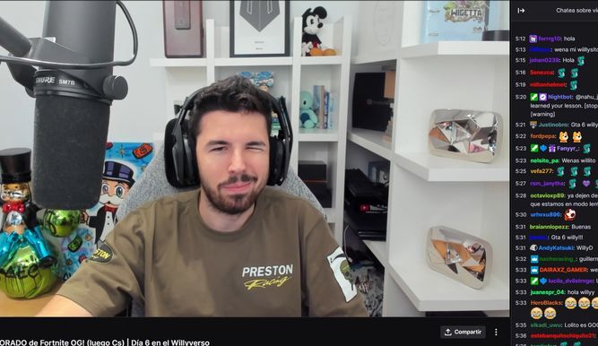 Willyrex, en un directo de Twitch