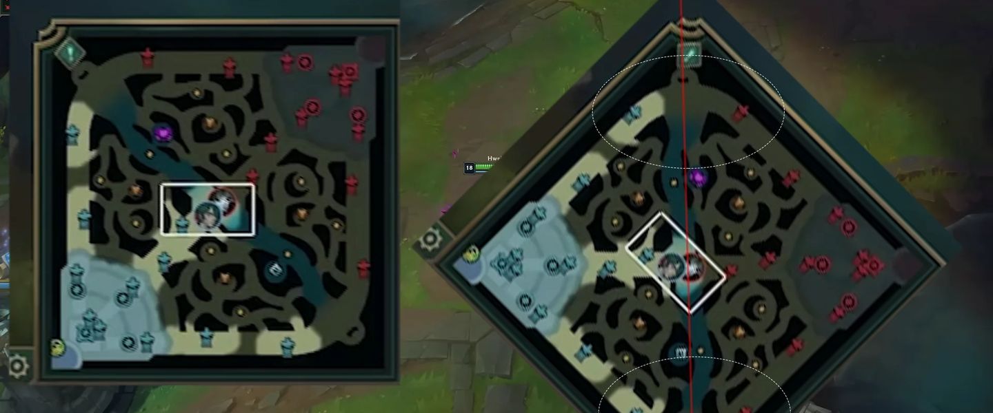 Imagen del nuevo minimapa del LoL en 2024, vía Reddit
