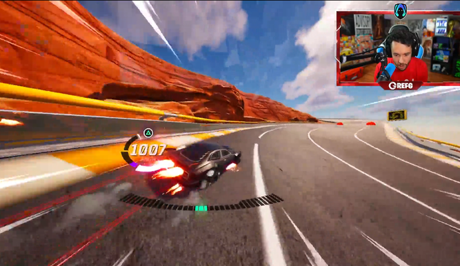 Grefg jugando a Rocket Racing
