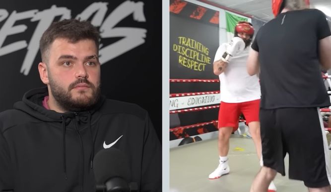 Guanyar durante la entrevista con Luzu