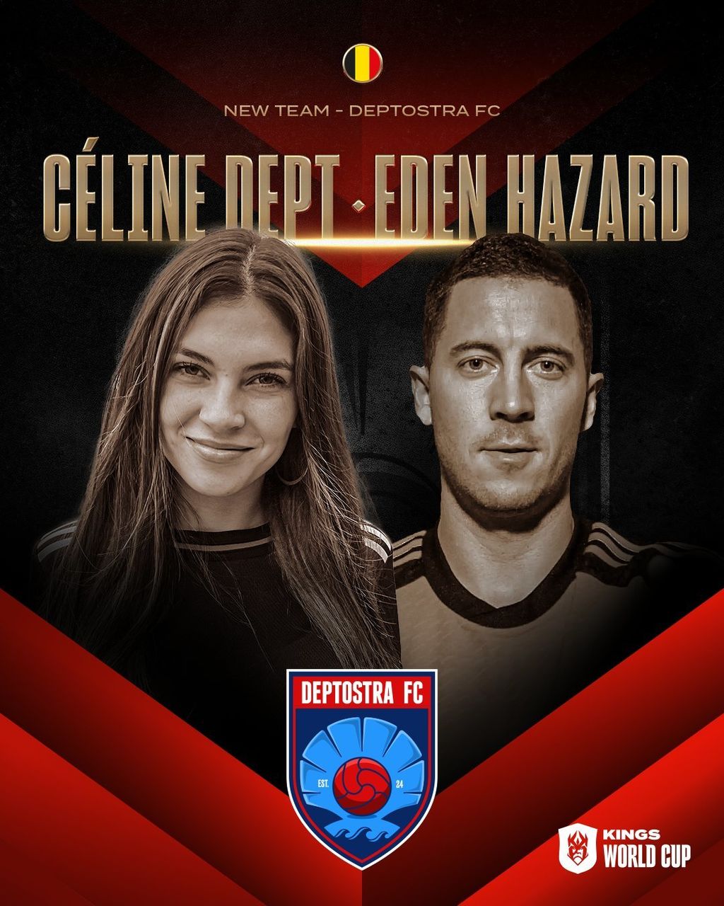 Céline Dept y Eden Hazard (Deptostra FC)