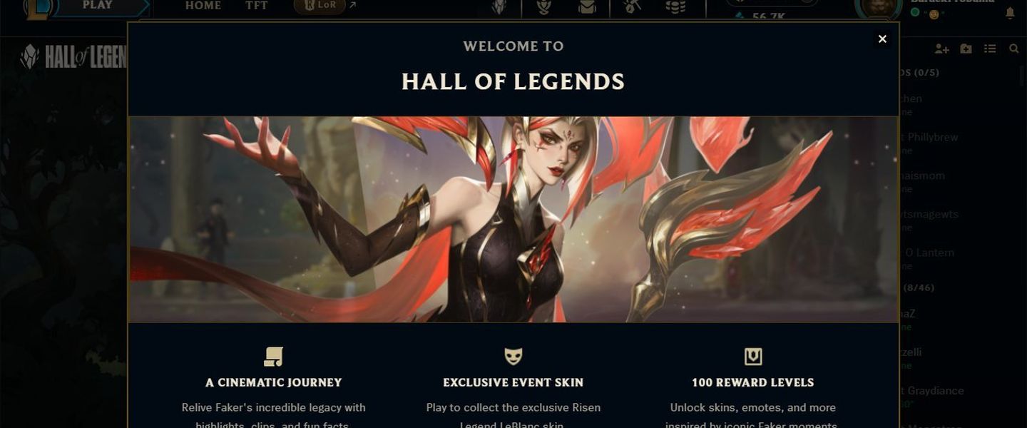 El Hall of Legends de Faker ya está activo en el juego