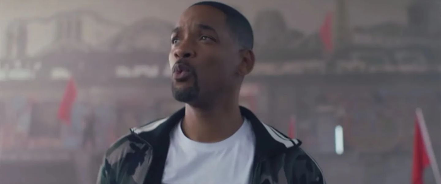 Will Smith durante el vídeo de Live it Up con Nicky Jam