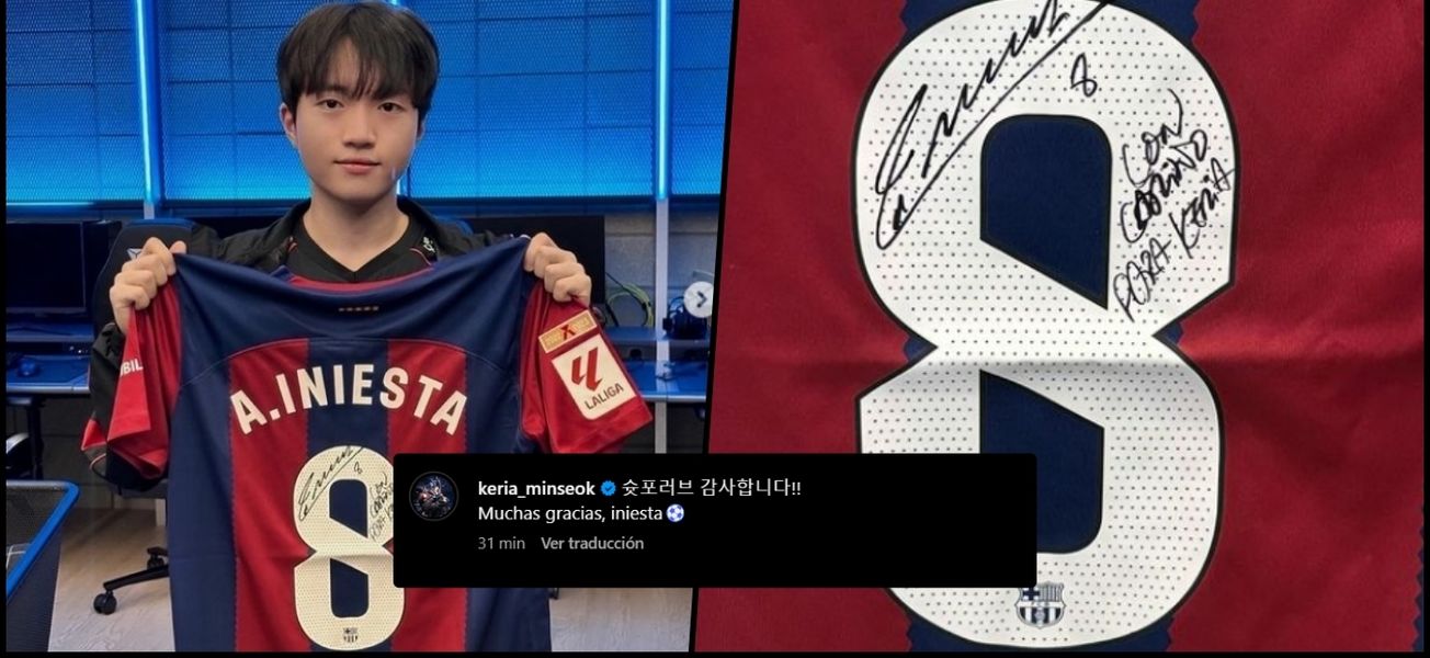 Keria, con la camiseta de Iniesta
