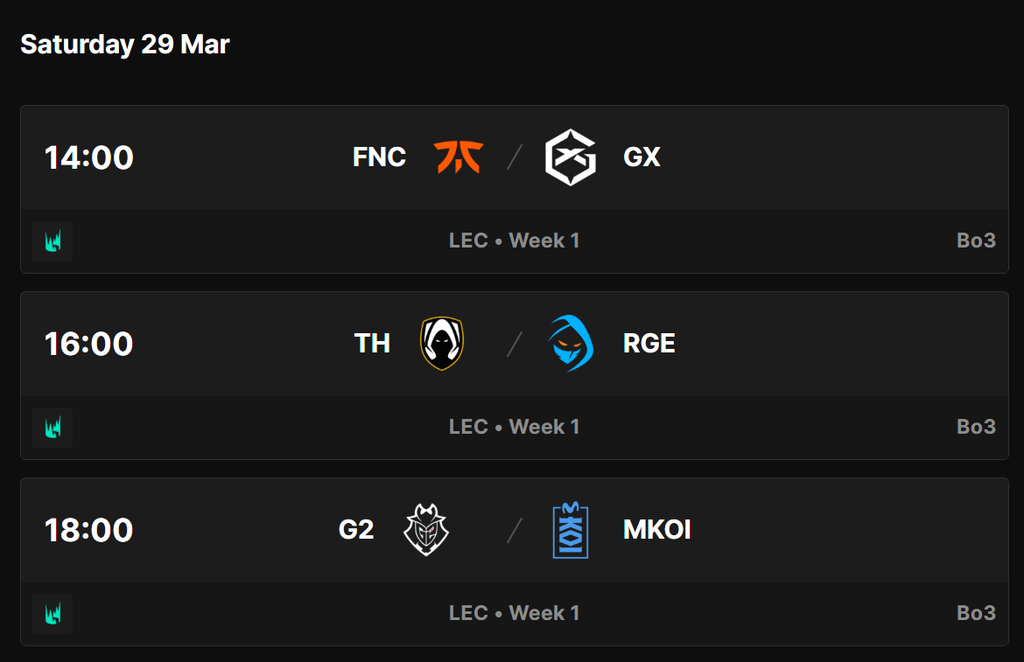 Sábado 29 de marzo | Jornada 1 (Bo3)