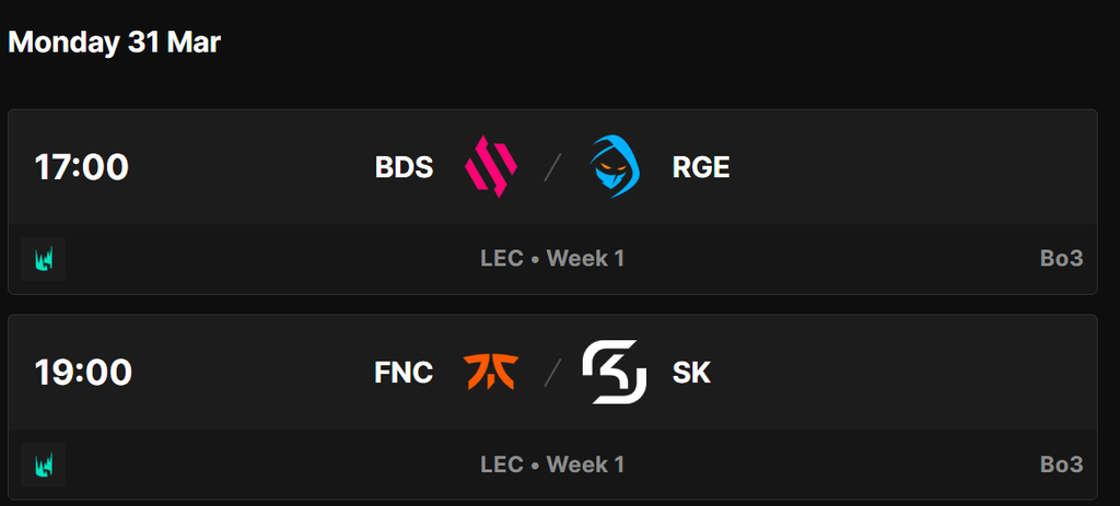 Lunes 31 de marzo | Jornada 1 (Bo3)