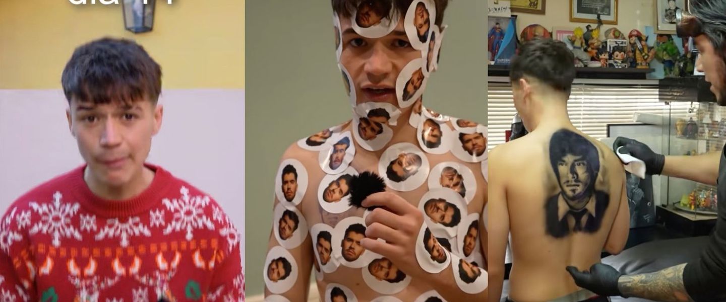 Un tiktoker se tatúa la cara de Germán Garmendia en la espalda para llamar su atención